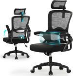 Office Chair, Ergonomic Desk Chair with 2D Lumbar Support and Adjustable Headrest, Swivel Computer Chair with Padded Flip-up Armrests & Thickened Seat,High Back Executive Chair for Home Office