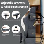 Symino Gaming Chair, Computer Chair with Footrest, Headrest and Lumbar Support, Ergonomic PC Chair, Height Adjustable Rotating Task Chairs, Gray - Image 6