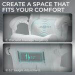 Dowinx Gaming Chair Ergonomic with Adjustable Massage Lumbar Cushion, Soft Microfiber Velvet Office Chair, Thick Padded Seat, Retractable Footrest, Adjustable Armrests, 155° Reclining Backrest, White - Image 7