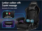 ELFORDSON Gaming Chair with 2-point Massage Lumbar Cushion, High Back PC Computer Game Chair, 150° Reclining Office Chair with Headrest & Footrest, 360°... - Image 6