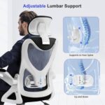YONISEE Office Chair - Ergonomic Desk Chair with Lumbar Support Headrest Adjustable, Padded Flip-up Armrests Comfy Seat Cushion High Back Executive Manager Chair For Home Office - Image 2