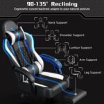 Yaheetech Gaming Chair, Ergonomic Racing Gaming Chair with Massage Lumbar Pillow, High-Back Office Chair with Slide-Out Footrest and Padded Linkage Armrests for Adults (Black/White) - Image 7