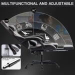 Gaming Chair, Ergonomic Gaming Chair, Computer Chair with Headrest and Lumbar, Racing Computer Chairs, Height Adjustable Rotating PC Chairs, Grey Black - Image 7