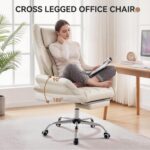 Warmiehomy Big and Tall Office Chair for Home, Cross Legged Office Chair with Footrest, Ergonomic Heavy Duty Office Chair with 155° Recline & Armrests, Computer Desk Chair 72 * 50 * 120CM (White) - Image 5