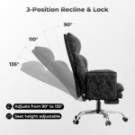 HOMRELEXA Big and Tall Office Chair, Flip Armrests for Pets & Cross Legged Sitting, Executive Ergonomic Computer Gaming Chair with Foot Rest, Gliter Fabric Wide Seat Reclining Desk Chair, Black - Image 5