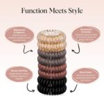 Kitsch Spiral Hair Ties for Women – Coiled Plastic Hair Ties No Damage, Ponytail Holders for Thick and Thin Hair – Creaseless and Dent-Free, Phone Cord Style | Ideal Gifts for Women - Brunette, 8 Pcs - Image 2