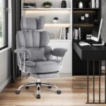IWMH Executive Office Chair with Footrest, Big and Tall Ergonomic Desk Chair, Heavy Duty Computer Chairs 200KG with Adjustable Headrest, Armrests, Lumbar Support, High Back (Grey) - Image 4