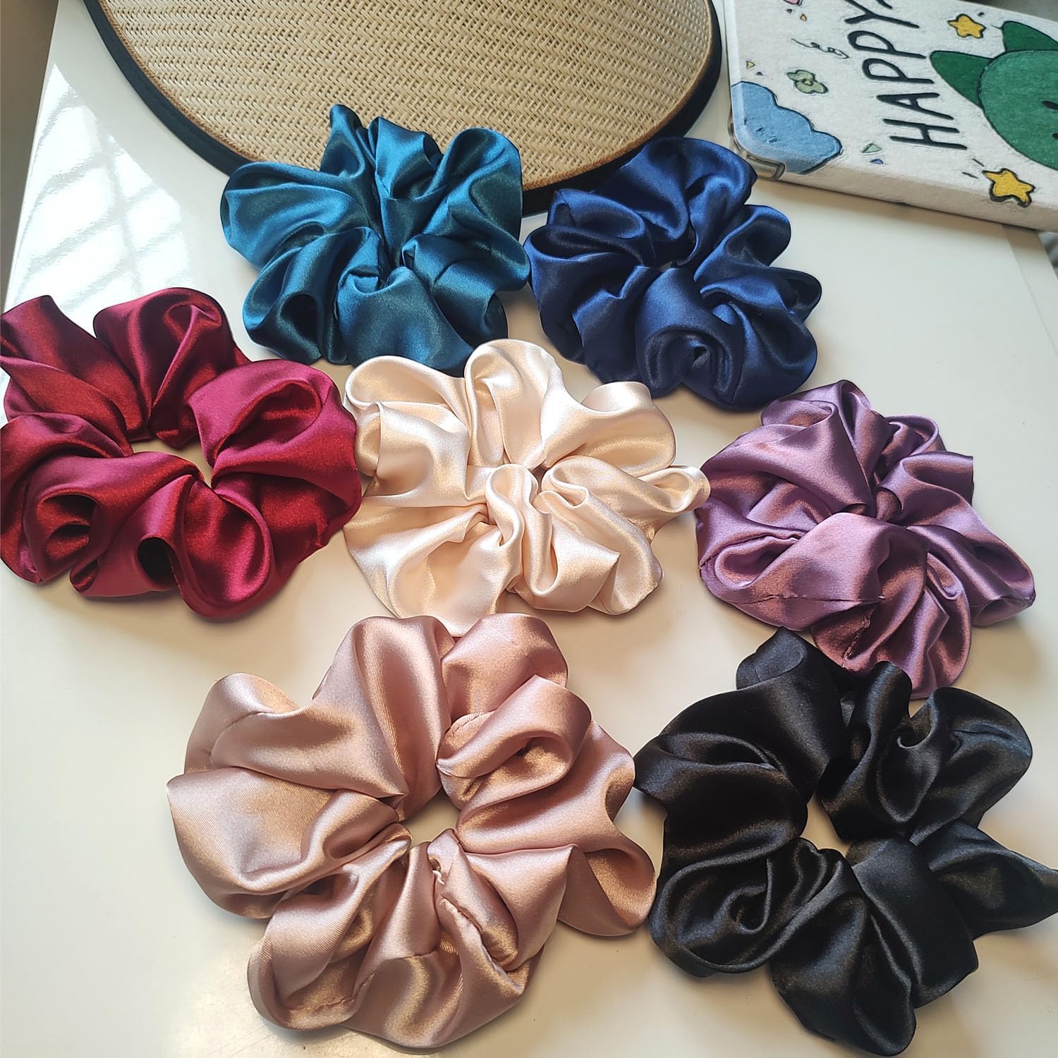 81aKKUGS9rL._AC_SL1500_ 7Pcs Silk Hair Scrunchies for Women, Lengthening Satin Scrunchies for Hair, Soft and Silky Hair Ties Hair Accessories for Women Girls, Won't Snapped Elastic Hair Band Ponytail Holders - Image 1