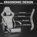 Gaming Chair, Ergonomic Gaming Chair, Computer Chair with Headrest and Lumbar, Racing Computer Chairs, Height Adjustable Rotating PC Chairs, Grey Black - Image 5