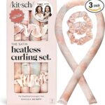 Kitsch Satin Heatless Curlers Set – Heatless Curls Overnight with 34" Hair Curler & 2 Satin Scrunchies – Comfortable Hair Curlers to Sleep In for Frizz-Free, No Heat Damage Styling - Sunset Tie Dye