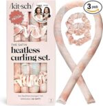 Kitsch Satin Heatless Curlers Set – Heatless Curls Overnight with 34" Hair Curler & 2 Satin Scrunchies – Comfortable Hair Curlers to Sleep In for Frizz-Free, No Heat Damage Styling - Sunset Tie Dye