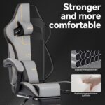 Gaming Chair, Ergonomic Gaming Chair, Computer Chair with Headrest and Lumbar, Racing Computer Chairs, Height Adjustable Rotating PC Chairs, Grey Black - Image 4