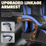 Gaming Chair with Footrest, Ergonomic Gaming Chair, Computer Chair with Lumbar Support, Head Rest, Height Adjustable PC Chairs with 360°-Swivel Seat for Office or Gaming, Black Blue - Image 6