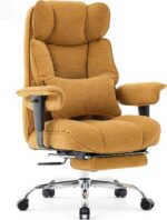 Efomao Desk Office Chair, Big and Tall Fabric Executive Chair with Footrest, High Back Ergonomic Computer Chair, 200KG Heavy Duty Breathable Reclining Plush Padded Desk Chair for Home