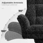 HOMRELEXA Big and Tall Office Chair, Flip Armrests for Pets & Cross Legged Sitting, Executive Ergonomic Computer Gaming Chair with Foot Rest, Gliter Fabric Wide Seat Reclining Desk Chair, Black - Image 4