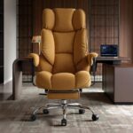 Efomao Desk Office Chair, Big and Tall Fabric Executive Chair with Footrest, High Back Ergonomic Computer Chair, 200KG Heavy Duty Breathable Reclining Plush Padded Desk Chair for Home - Image 3