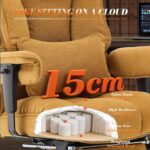 Efomao Desk Office Chair, Big and Tall Fabric Executive Chair with Footrest, High Back Ergonomic Computer Chair, 200KG Heavy Duty Breathable Reclining Plush Padded Desk Chair for Home - Image 7