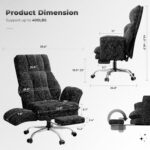 HOMRELEXA Big and Tall Office Chair, Flip Armrests for Pets & Cross Legged Sitting, Executive Ergonomic Computer Gaming Chair with Foot Rest, Gliter Fabric Wide Seat Reclining Desk Chair, Black - Image 7