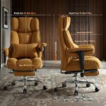 Efomao Desk Office Chair, Big and Tall Fabric Executive Chair with Footrest, High Back Ergonomic Computer Chair, 200KG Heavy Duty Breathable Reclining Plush Padded Desk Chair for Home - Image 4