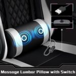 Yaheetech Gaming Chair, Ergonomic Racing Gaming Chair with Massage Lumbar Pillow, High-Back Office Chair with Slide-Out Footrest and Padded Linkage Armrests for Adults (Black/White) - Image 6