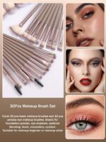 55pcs Makeup Brush Set Includes Eye Shadow, Eyebrow, Foundation, Powder, Blush, Concealer, Highlighter Brushes, Super Soft Synthetic Bristles For Daily Facial Makeup - Image 9