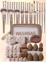 55pcs Makeup Brush Set Includes Eye Shadow, Eyebrow, Foundation, Powder, Blush, Concealer, Highlighter Brushes, Super Soft Synthetic Bristles For Daily Facial Makeup