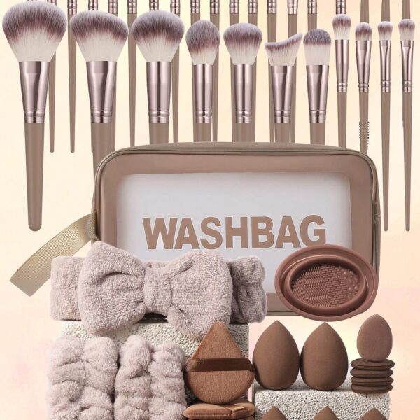 55pcs Makeup Brush Set Includes Eye Shadow, Eyebrow, Foundation, Powder, Blush, Concealer, Highlighter Brushes, Super Soft Synthetic Bristles For Daily Facial Makeup