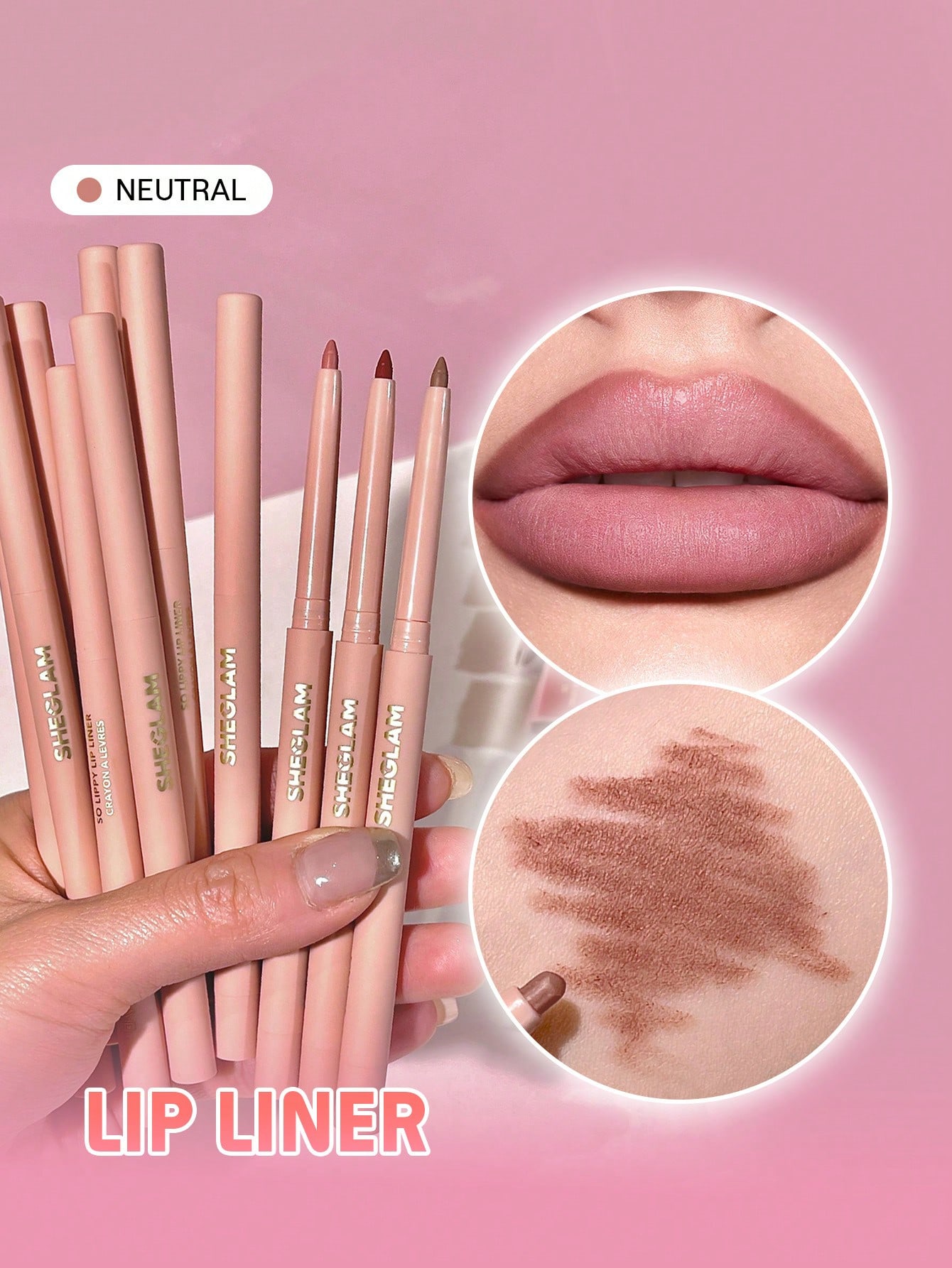 http___img.ltwebstatic.com_v4_j_pi_2025_09_29_3f_175911610328d1ffbea8cbf8066106325bc1a82cc6 SHEGLAM So Lippy Lip Liner-Neutral Creamy Matte Lip Liner Pencil High Pigment Not Easy To Fade Silky Smooth Matte Contour Tint Lip Makeup Lip Combo Brand Beauty Makeup Face Paint Cosmetic For Women Girls Perfect For Spring Summer Ideal For Y2K Fancy Fashion Suitable For Birthday Mother'S Day Gift Rave Festival Party Ready Best Color - Image 1