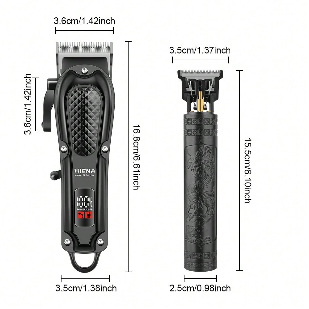 HIENA 2 Pieces Professional Hair Clipper Set, Cordless Hair Trimmer For Men, 5 Models And Styles, T9 Blade For Smooth Shaving, USB Charging Port With LED Indicator, 1500mAh Lithium Battery, Best Companion For Home Haircut - Image 6