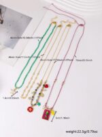 4pcs Bohemian Handmade Beaded Colorful Square Fish & Starfish Pendant Multilayer Necklace Set For Women, Suitable For Daily, Party, Beach, All Seasons - Image 5