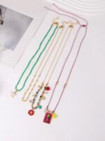 4pcs Bohemian Handmade Beaded Colorful Square Fish & Starfish Pendant Multilayer Necklace Set For Women, Suitable For Daily, Party, Beach, All Seasons - Image 3