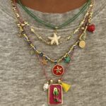 4pcs Bohemian Handmade Beaded Colorful Square Fish & Starfish Pendant Multilayer Necklace Set For Women, Suitable For Daily, Party, Beach, All Seasons