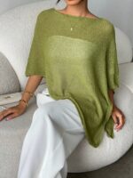 Fashionable & Elegant Loose Knitted Shawl Cardigan, Lightweight & Breathable, Oversized Design, Suitable For Women, Spring/Summer Casual Wear, Leisure Travel, Beach, Versatile - Image 2