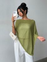 Fashionable & Elegant Loose Knitted Shawl Cardigan, Lightweight & Breathable, Oversized Design, Suitable For Women, Spring/Summer Casual Wear, Leisure Travel, Beach, Versatile - Image 5