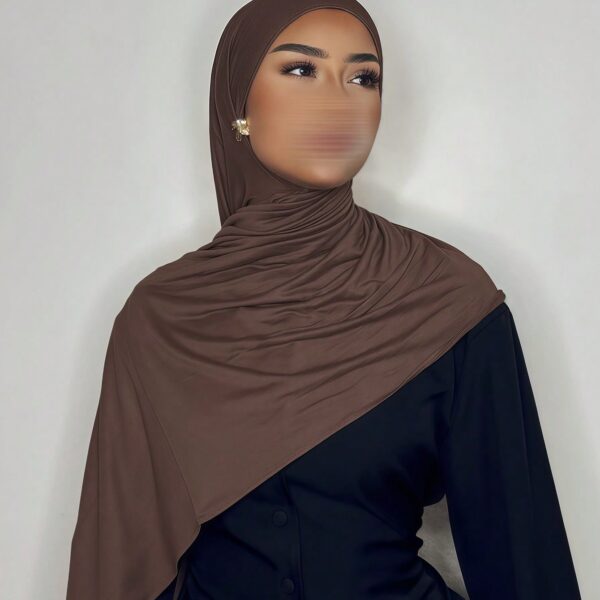 1pc Women's Simple Classic Solid Color Elegant Casual Edged Scarf, Premium Knit Fabric Viscose Jersey Hijabs Scarf, Long Turban Style Headscarf, Suitable For Daily Life, Outings And Gatherings