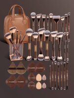 MAANGE 5pcs/13pcs/14pcs/17pcs/22pcs/38pcs Makeup Brush Set, Includes 14 Makeup Brushes + 1 Makeup Bag + 2 Makeup Sponges, Contains Foundation Brush, Blush Brush, Powder Brush, Eyeshadow Brush, Lash Brush, Eyebrow Brush, Lip Brush, Highlighter Brush, Concealer Brush. Makeup Brush Set, Travel Makeup Brush Set, Gift For Women And Girls.,Giveaways,Professional Makeup Brushes,Complete Makeup Set - Image 3