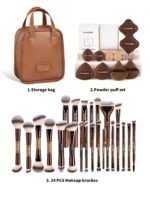 MAANGE 5pcs/13pcs/14pcs/17pcs/22pcs/38pcs Makeup Brush Set, Includes 14 Makeup Brushes + 1 Makeup Bag + 2 Makeup Sponges, Contains Foundation Brush, Blush Brush, Powder Brush, Eyeshadow Brush, Lash Brush, Eyebrow Brush, Lip Brush, Highlighter Brush, Concealer Brush. Makeup Brush Set, Travel Makeup Brush Set, Gift For Women And Girls.,Giveaways,Professional Makeup Brushes,Complete Makeup Set - Image 10