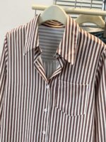 Women's Classic Striped Long Sleeve Shirt, With Collar, Front Button Design, Pocket Decor, Suitable For Office & Casual Wear In Spring, Summer, Autumn And Winter - Image 5
