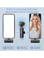 Wireless Lavalier Microphone, Plug And Play, Smart Noise Cancellation, Omnidirectional Condenser, With Windscreen, Professional Equipment, Wireless Lavalier Microphone For Recording, Live Streaming, Interviews, Song Recording, Podcasts, Interviews And Vlogs - USB Type-C (Multiple Interfaces And Colors Available), Rechargeable 60mAh Lithium Battery, 2.4G/3G/4G/5G Connectivity, Interview Recording | Wireless Microphone | Omnidirectional Pickup | Portable Wireless Microphone | Smartphone Microphone - Image 5