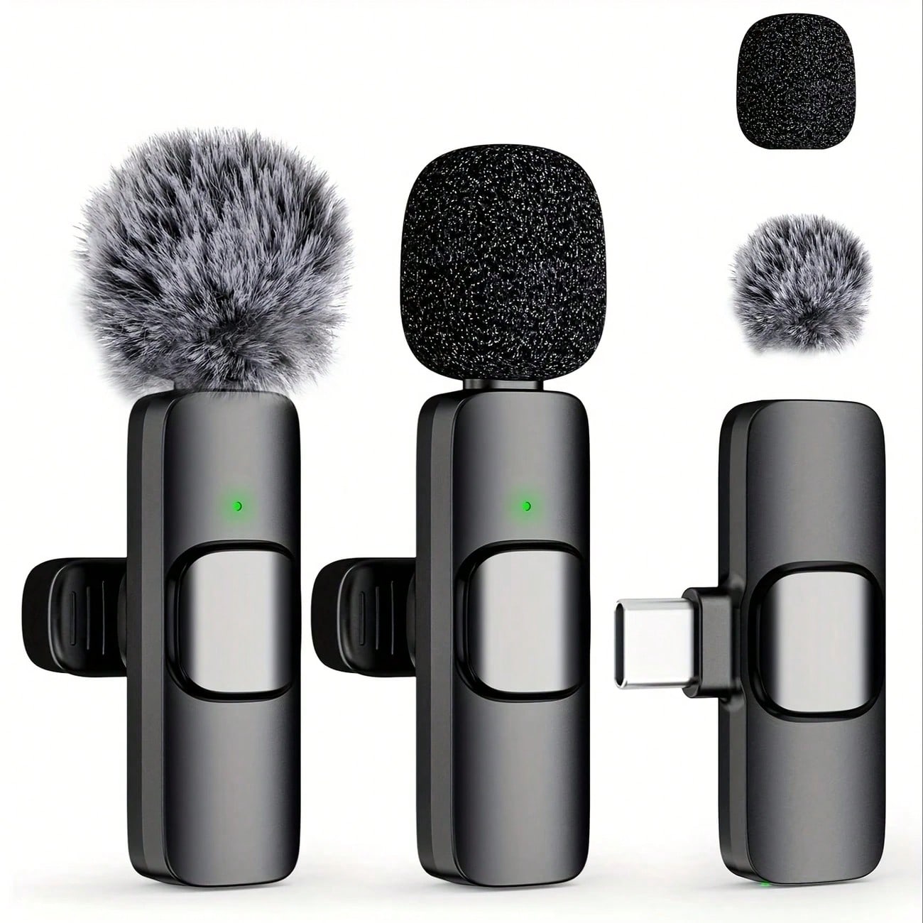 Wireless Lavalier Microphone, Plug And Play, Smart Noise Cancellation, Omnidirectional Condenser, With Windscreen, Professional Equipment, Wireless Lavalier Microphone For Recording, Live Streaming, Interviews, Song Recording, Podcasts, Interviews And Vlogs - USB Type-C (Multiple Interfaces And Colors Available), Rechargeable 60mAh Lithium Battery, 2.4G/3G/4G/5G Connectivity, Interview Recording | Wireless Microphone | Omnidirectional Pickup | Portable Wireless Microphone | Smartphone Microphone - Image 3