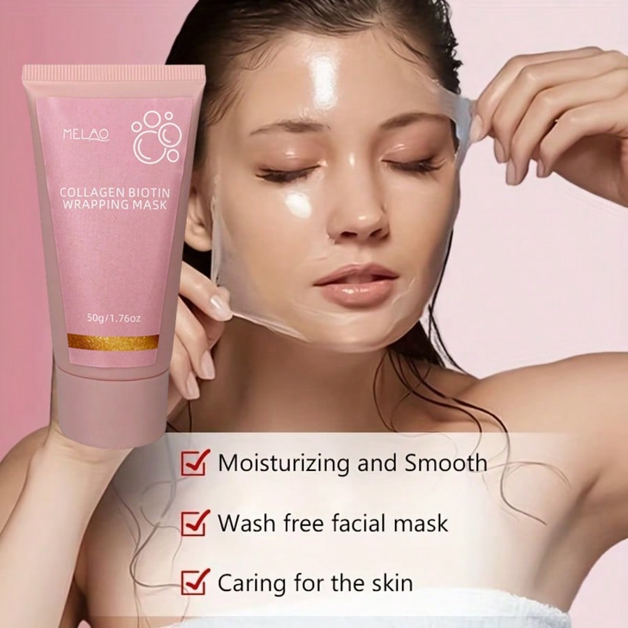 MELAO Melo Collagen & Biotin Face Mask, Deep Hydrating & Nourishing Overnight Mask, Brightening & Firming, Suitable For All Skin Types, 50g/1.76oz - Image 5