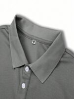 2pcs/Set Men's Fashion Minimalist Casual English Graphic Short Sleeve Polo Shirt And Shorts Set, Suitable For Strolling, Dating, Home, Gym, Jogging, Walking, Beach, Short Trips, Daily Wear - Image 5