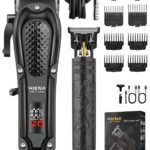 HIENA 2 Pieces Professional Hair Clipper Set, Cordless Hair Trimmer For Men, 5 Models And Styles, T9 Blade For Smooth Shaving, USB Charging Port With LED Indicator, 1500mAh Lithium Battery, Best Companion For Home Haircut