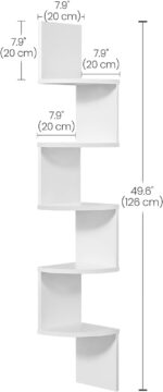 VASAGLE 5-Tier Corner Shelf, Display Floating Shelf in Living Room, Study, Kitchen, Bedroom, for Plants, CDs, Decorations, Modern, Cloud White LBC72WT - Image 5