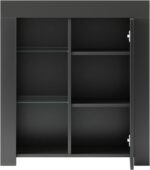 Panana Sideboard Storage Cupboard High Gloss Front Cabinet RGB Multicolor LED Lighting with Doors and Shelves Living Room Furniture (Black) - Image 7