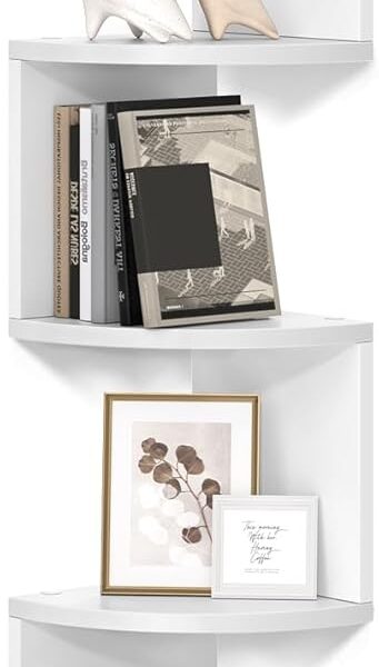 VASAGLE 5-Tier Corner Shelf, Display Floating Shelf in Living Room, Study, Kitchen, Bedroom, for Plants, CDs, Decorations, Modern, Cloud White LBC72WT