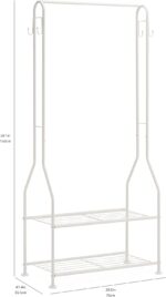 Amazon Basics Wardrobe with Two Bottom Shelves, White, 75 x 36.5 x 150 cm (L x W x H) - Image 2