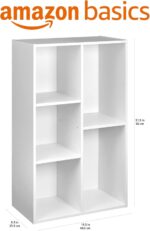 Amazon Basics Bookcase with 5 Compartments, Office Shelf, Bookshelf, Living Room, Bedroom, Cube, White 50 x 24 x 80 cm - Image 3