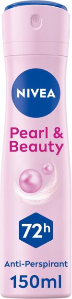 NIVEA Pearl & Beauty Anti-Perspirant Deodorant Spray (150ml), Women's Deodorant Spray with 72H Sweat and Odour Protection, Anti-Perspirant for Women with Pearl Extracts