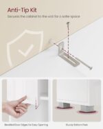 VASAGLE Tall Bathroom Cabinet, Slim Storage Cabinet, Narrow Cupboard, Bathroom Storage Unit, with a Drawer, Adjustable Shelves, 30 x 30 x 170 cm, White BBC560P31 - Image 5
